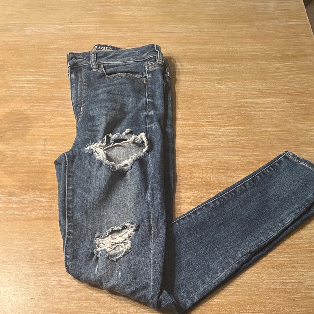 American Eagle Outfitters Ripped Blue Skinny Jeans